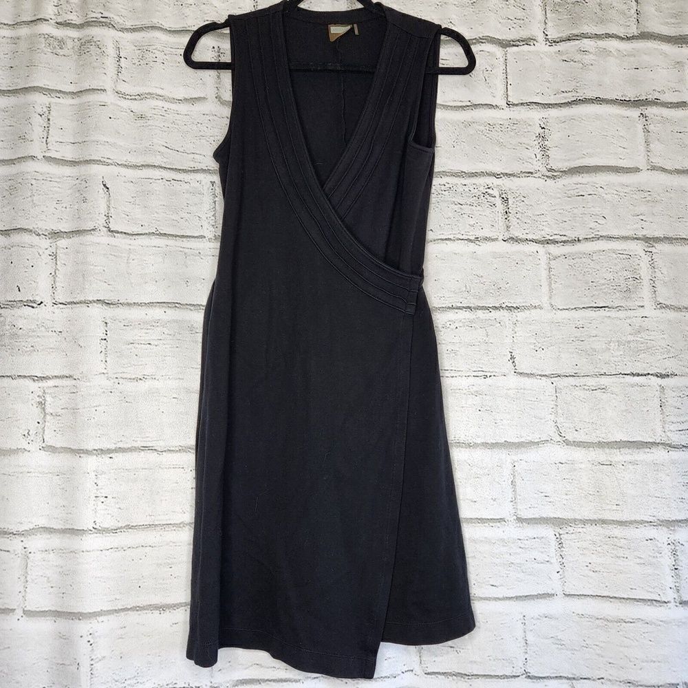 Athleta Black Sleevelesss Wrap Dress Womens Small knit stretch Athleisure 46295